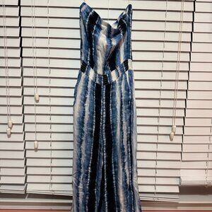 Size S Peyton Jensen Blue & White Tie Dye Sleeveless Romper